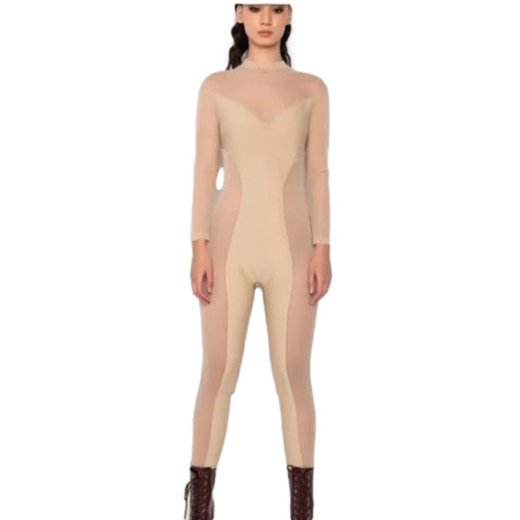 COPY - Jumpsuit bandage and mesh nude ,long sleeves - Picture 3 of 6
